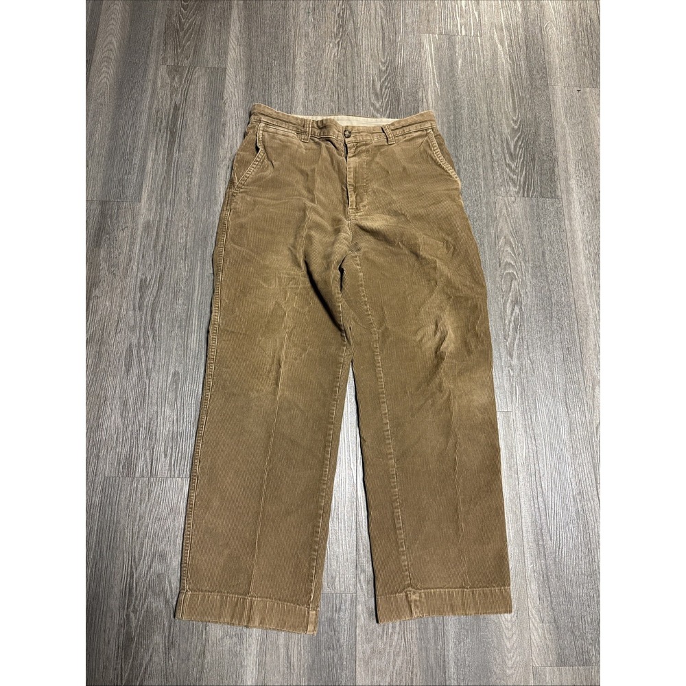 Vintage L.L. Bean Double L Brown Fine Wale Corduroy Pants Mens 34x30 Pleated